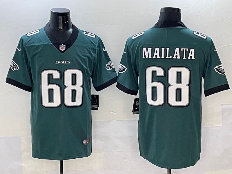 Men Philadelphia Eagles 68 Mailata Green New Nike Limited 2025 NFL Jersey style 4
